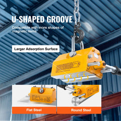 Magnetic Lifter, 400 kg/880 lbs Pulling Capacity, 2.5 Safety Factor, Neodymium & Steel, Lifting Magnet with Release, Permanent Lift Magnets, Heavy Duty Magnet for Hoist, Shop Crane, Block, Board