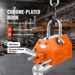 Magnetic Lifter, 600 kg Pulling Capacity, 2.5 Safety Factor, Neodymium & Steel, Lifting Magnet with Release, Permanent Lift Magnets, Heavy Duty Magnet for Hoist, Shop Crane, Block, Board