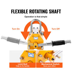 Magnetic Lifter, 600 kg Pulling Capacity, 2.5 Safety Factor, Neodymium & Steel, Lifting Magnet with Release, Permanent Lift Magnets, Heavy Duty Magnet for Hoist, Shop Crane, Block, Board