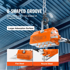 Magnetic Lifter, 600 kg Pulling Capacity, 2.5 Safety Factor, Neodymium & Steel, Lifting Magnet with Release, Permanent Lift Magnets, Heavy Duty Magnet for Hoist, Shop Crane, Block, Board