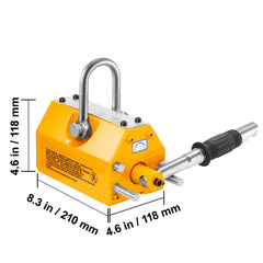 Magnetic Lifter, 600 kg Pulling Capacity, 2.5 Safety Factor, Neodymium & Steel, Lifting Magnet with Release, Permanent Lift Magnets, Heavy Duty Magnet for Hoist, Shop Crane, Block, Board