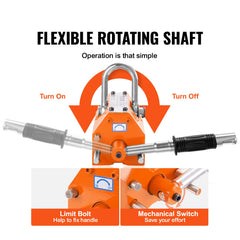 Magnetic Lifter, 1000kg Pulling Capacity, 2.5 Safety Factor, Neodymium & Steel, Lifting Magnet with Release, Permanent Lift Magnets, Heavy Duty Magnet for Hoist, Shop Crane, Block, Board
