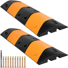 Rubber Speed Bump, 2 Pack 2 Channel Speed Bump Hump, 42\" Long Modular Speed Bump Rated 22000 LBS Load Capacity, 40.2 x 11.8 x 2.4 inch Garage Speed Bump for Asphalt Concrete Gravel Driveway