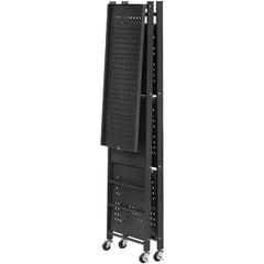 4-Tier Foldable Storage Shelf with Wheels, 66 cm W x 33 cm D x 117 cm H Folding Metal Rack Shelving Unit, No Assembly Organizer Shelf for Garage, Kitchen, Basement, Black