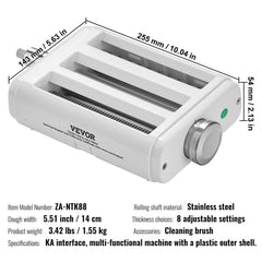 Pasta Attachment for KitchenAid Stand Mixer, 3-IN-1 Stainless Steel Pasta Roller Cutter Set Including Pasta Sheet Roller, Spaghetti and Fettuccine Cutter, 8 Adjustable Thickness Knob Pasta Maker