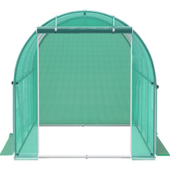 Walk-in Tunnel Greenhouse, 3 x 2 x 2 m, Portable Plant Hot House with Galvanised Steel Frame, 1 Top Bar, Diagonal Poles, Zipper Door and 6 Roll-Up Windows, Green