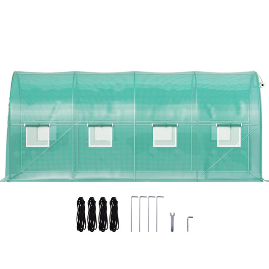 Walk-in Tunnel Greenhouse Galvanized Frame & Waterproof Cover 15x7x7 ft