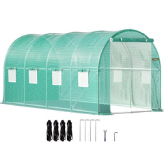 Walk-in Tunnel Greenhouse Galvanized Frame & Waterproof Cover 15x7x7 ft