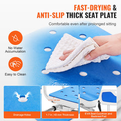 Sliding Tub Transfer Bench with 360 Degree Swivel Seat, Height Adjustable Bathtub Transfer Bench with Armrest & Safety Belt, Non-Slip Rotating Shower Chair for Elderly Disabled, 400LBS Capacity