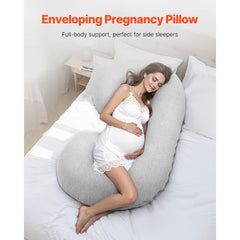 Pregnancy Pillow, C-Shaped Full Body Maternity Pillow, Ultra-Soft and Breathable Pregnant Support Pillows with Removable & Washable Cover, Perfect for Back, Belly, Hip, Legs Relief