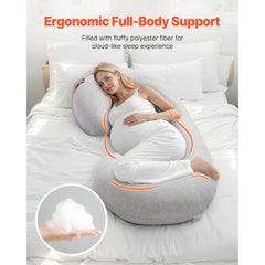 Pregnancy Pillow, C-Shaped Full Body Maternity Pillow, Ultra-Soft and Breathable Pregnant Support Pillows with Removable & Washable Cover, Perfect for Back, Belly, Hip, Legs Relief
