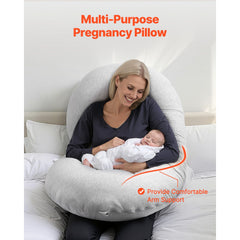 Pregnancy Pillow, C-Shaped Full Body Maternity Pillow, Ultra-Soft and Breathable Pregnant Support Pillows with Removable & Washable Cover, Perfect for Back, Belly, Hip, Legs Relief