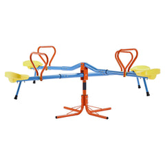Kids Seesaw, 49.9 kg Load Capacity per Seat, Sit and Spin Teeter Totter with 4-prong Support Legs, Kids Outdoor Playground Equipment, Swiveling 360 Degrees Rotating for Children Aged 3+, 4 Seats
