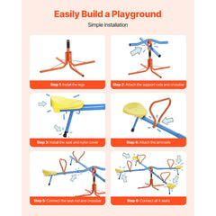 Kids Seesaw, 49.9 kg Load Capacity per Seat, Sit and Spin Teeter Totter with 4-prong Support Legs, Kids Outdoor Playground Equipment, Swiveling 360 Degrees Rotating for Children Aged 3+, 4 Seats