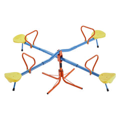 Kids Seesaw, 49.9 kg Load Capacity per Seat, Sit and Spin Teeter Totter with 4-prong Support Legs, Kids Outdoor Playground Equipment, Swiveling 360 Degrees Rotating for Children Aged 3+, 4 Seats