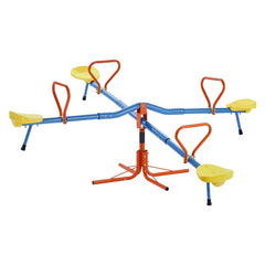 Kids Seesaw, 49.9 kg Load Capacity per Seat, Sit and Spin Teeter Totter with 4-prong Support Legs, Kids Outdoor Playground Equipment, Swiveling 360 Degrees Rotating for Children Aged 3+, 4 Seats