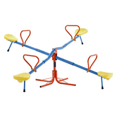 Kids Seesaw, 49.9 kg Load Capacity per Seat, Sit and Spin Teeter Totter with 4-prong Support Legs, Kids Outdoor Playground Equipment, Swiveling 360 Degrees Rotating for Children Aged 3+, 4 Seats