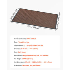 Front Door Mat, 1194 x 889 mm Commercial Floor Mat for Indoor and Outdoor, Modern Stylish Carpet with TPE Backing, Heavy Duty Washable Entry Industrial Rug for Hallway, Balcony, Garage, Brown