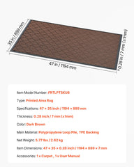 Front Door Mat, 1194 x 889 mm Commercial Floor Mat for Indoor and Outdoor, Modern Stylish Carpet with TPE Backing, Heavy Duty Washable Entry Industrial Rug for Hallway, Balcony, Garage, Brown