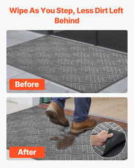 Front Door Mat, 1562 x 914 mm Commercial Floor Mat for Indoor and Outdoor, Modern Stylish Carpet with TPE Backing, Heavy Duty Washable Entry Industrial Rug for Hallway, Balcony, Garage, Grey