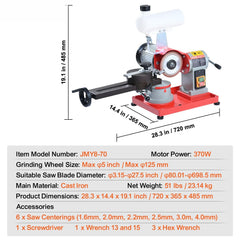 Circular Saw Blade Sharpener, 370W Saw Blade Grinding with Water Injection, Water Injection Circular Saw Blade Sharpening & 6 Saw Centerings, 5-inch Grinding Wheel for Carbide Tipped Saw Blades