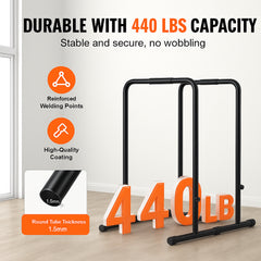 Dip Bars, 200 kg Capacity, Heave Duty Dip Stand Station with Adjustable Height, Fitness Workout Dip Bar Station Stabilizer Parallette Push Up Stand, Parallel Bars for Strength Training Home Gym