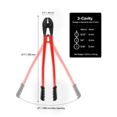 762mm/30" Hand Swager, Swaging Tool for 5/32", 1/4" and 5/16" Aluminum/Copper Sleeves