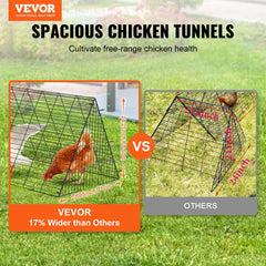 Chicken Tunnels, 400x100x61.5 cm(LxWxH) Chicken Tunnels for Yard, Portable Chicken Tunnels for Outside with Corner Frames, Chicken Coop Run, Suitable for Chickens, Ducks, Rabbits