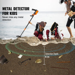 Metal Detector for Kids, 150mm, Waterproof Search Coil with LCD Display, Adjustable 660.4-914.4 mm Gold Detector, Lightweight Carbon Fiber Stem for Junior & Youth Detecting Gold Coin Treasure