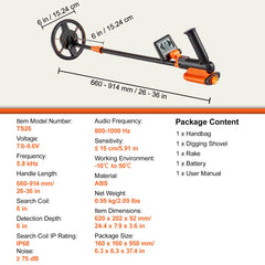 Metal Detector for Kids, 150mm, Waterproof Search Coil with LCD Display, Adjustable 660.4-914.4 mm Gold Detector, Lightweight Carbon Fiber Stem for Junior & Youth Detecting Gold Coin Treasure