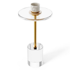 Clear Acrylic End Table, Acrylic Side Table with a Solid Base, 11.9 x 11.9 inch Round Tabletop, 21.4 inch High, for Coffee, Drink, Food, Snack used in Living Room, Bedroom, and Study