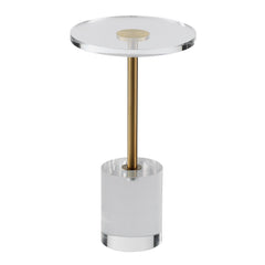 Clear Acrylic End Table, Acrylic Side Table with a Solid Base, 11.9 x 11.9 inch Round Tabletop, 21.4 inch High, for Coffee, Drink, Food, Snack used in Living Room, Bedroom, and Study