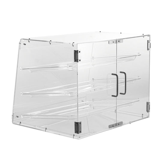 Pastry Display Case, 3-Tier Commercial Countertop Bakery Display Case, Acrylic Display Box with Rear Door Access & Removable Shelves, Keep Fresh for Donut Bagels Cake Cookie