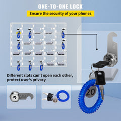 Acrylic Cell Phone Locker Box Storage Cabinet Pocket w/Keys 20 Slots Clear