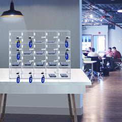 Acrylic Cell Phone Locker Box Storage Cabinet Pocket w/Keys 20 Slots Clear