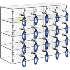 Acrylic Cell Phone Locker Box Storage Cabinet Pocket w/Keys 20 Slots Clear