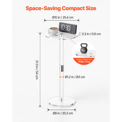 Acrylic Drink Table, Clear End Table Round Top with Solid Post, Modern Acrylic Cake Table Stand, Transparent Side Desk for Coffee, Drink, Food, Snack, Easy Assembly, 25.4 x 25.4 x 54 cm (Clear)