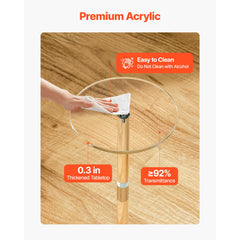 Acrylic Drink Table, Clear End Table Round Top with Solid Post, Modern Acrylic Cake Table Stand, Transparent Side Desk for Coffee, Drink, Food, Snack, Easy Assembly, 25.4 x 25.4 x 54 cm (Clear)