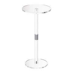 Acrylic Drink Table, Clear End Table Round Top with Solid Post, Modern Acrylic Cake Table Stand, Transparent Side Desk for Coffee, Drink, Food, Snack, Easy Assembly, 25.4 x 25.4 x 54 cm (Clear)
