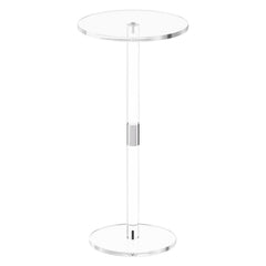 Acrylic Drink Table, Clear End Table Round Top with Solid Post, Modern Acrylic Cake Table Stand, Transparent Side Desk for Coffee, Drink, Food, Snack, Easy Assembly, 25.4 x 25.4 x 54 cm (Clear)
