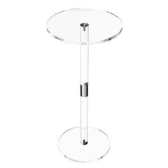 Acrylic Drink Table, Clear End Table Round Top with Solid Post, Modern Acrylic Cake Table Stand, Transparent Side Desk for Coffee, Drink, Food, Snack, Easy Assembly, 25.4 x 25.4 x 54 cm (Clear)