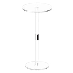 Acrylic Drink Table, Clear End Table Round Top with Solid Post, Modern Acrylic Cake Table Stand, Transparent Side Desk for Coffee, Drink, Food, Snack, Easy Assembly, 25.4 x 25.4 x 54 cm (Clear)