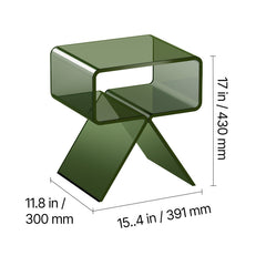 Acrylic Nightstand Side Table, Modern Clear Bedside Table with Storage Shelf, Transparent Small End Desk for Living Room, Bedroom, Home Decor, No Assembly Needed, 30 x 39.1 x 43 cm (Green)