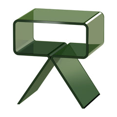 Acrylic Nightstand Side Table, Modern Clear Bedside Table with Storage Shelf, Transparent Small End Desk for Living Room, Bedroom, Home Decor, No Assembly Needed, 30 x 39.1 x 43 cm (Green)