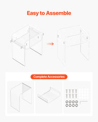 Acrylic Side Table, 2 Tiers Clear Bedside Table with Storage Shelf, Modern Rectangle Acrylic End Desk, Transparent Thick Nightstand for Bedroom, Living Room, Study, 30 x 40 x 50 cm (Clear)