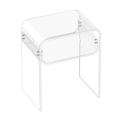 Acrylic Side Table, 2 Tiers Clear Bedside Table with Storage Shelf, Modern Rectangle Acrylic End Desk, Transparent Thick Nightstand for Bedroom, Living Room, Study, 30 x 40 x 50 cm (Clear)