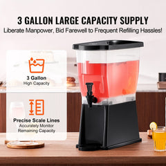 Beverage Dispenser, 3 Gallon Drink Dispenser for Parties, Plastic Juice Dispenser with Stand Spigot Lid, Iced Tea Lemonade Juice Water Dispenser, for Restaurants, Hotels, Parties