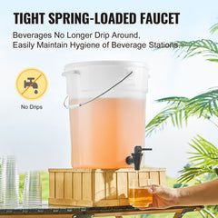 Beverage Dispenser, 5 Gallon Drink Dispensers for Parties, Plastic Juice Dispenser with Spigot and Lid, Iced Tea Lemonade Juice Water Dispenser, for Restaurants, Hotels, Parties