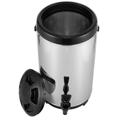 Stainless Steel Insulated Beverage Dispenser, 9.2 Liter, Thermal Hot and Cold Drink Server Dispenser with Spigot Handle, Food-grade for Hot Tea Coffee Water Restaurant Drink Shop