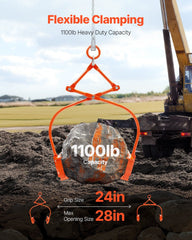 609mm Stone Lifting Tongs, 2-Claw Rock Tongs, Heavy Duty Steel Log Tongs, 500KG Lifting Capacity, Swivel Log Grapple, Serrated Claw Design, Easy Chain Hook up Tongs for Stone Blocks & Marble